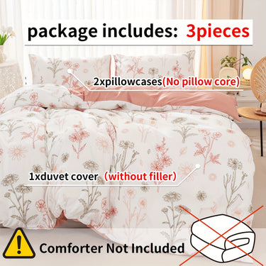 3Piece Floral Duvet Cover Set